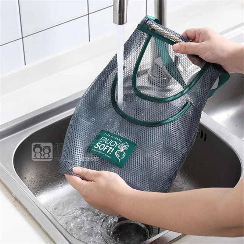 40x55CM Mesh Storage Bag Polyester Kitchen Fruits Vegetables Organizer (BPA-Free, No FDA)