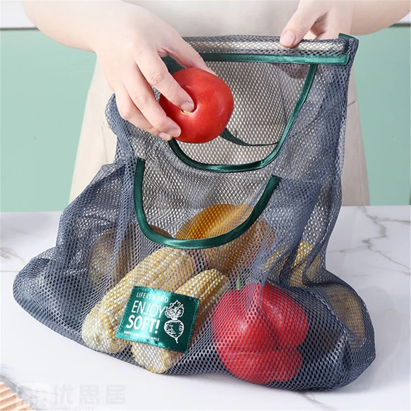 40x55CM Mesh Storage Bag Polyester Kitchen Fruits Vegetables Organizer (BPA-Free, No FDA)