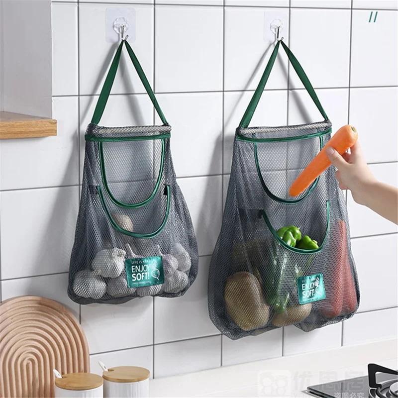 40x55CM Mesh Storage Bag Polyester Kitchen Fruits Vegetables Organizer (BPA-Free, No FDA)