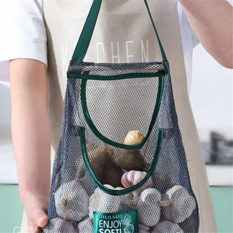 40x55CM Mesh Storage Bag Polyester Kitchen Fruits Vegetables Organizer (BPA-Free, No FDA)