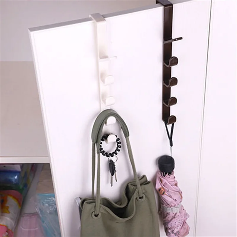 Cabide Over The Wardrobe Porta Cabide Suporte de Ganchos ABS para Toalhas, Roupas, Chapéus, Chaves - Preto 