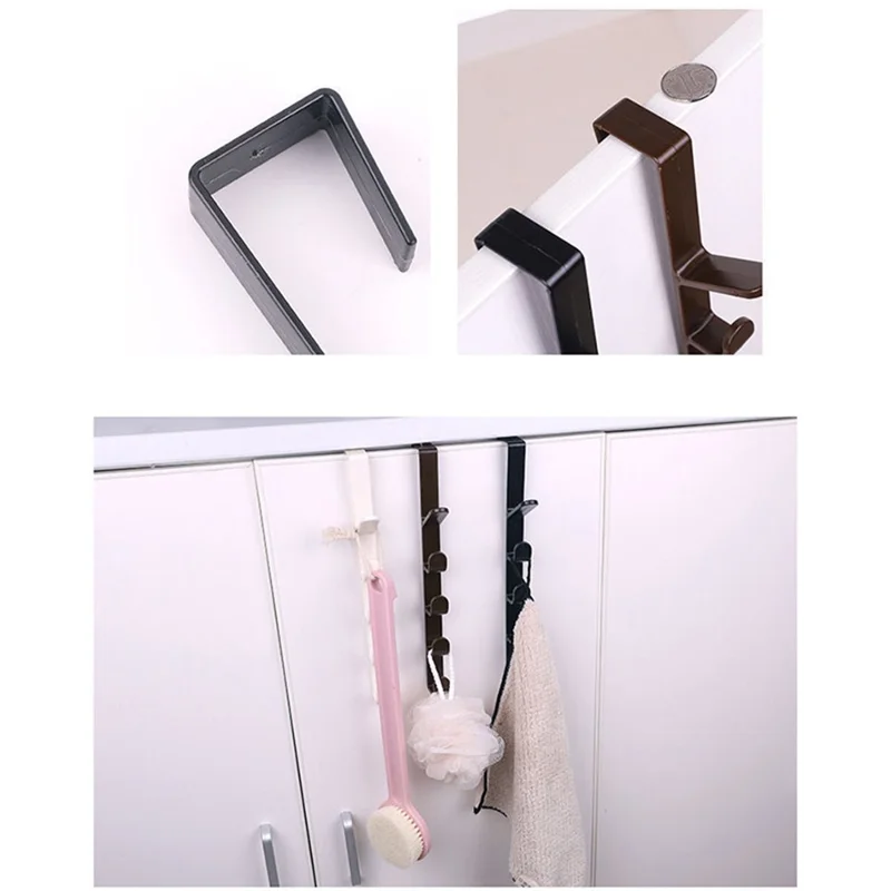 Over The Wardrobe Door Hanger ABS Hook Holder Rack for Towels, Clothes, Hats, Keys - Coffee