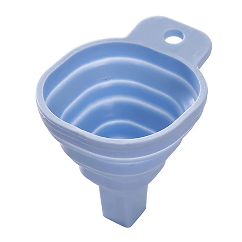 Square Telescopic Folding TPR Funnel Kitchen Liquid Oil Honey Funnel (No FDA Certification, BPA-free) - Blue