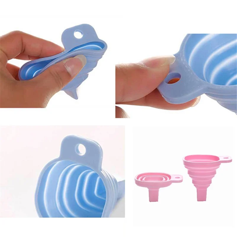Square Telescopic Folding TPR Funnel Kitchen Liquid Oil Honey Funnel (No FDA Certification, BPA-free) - Blue