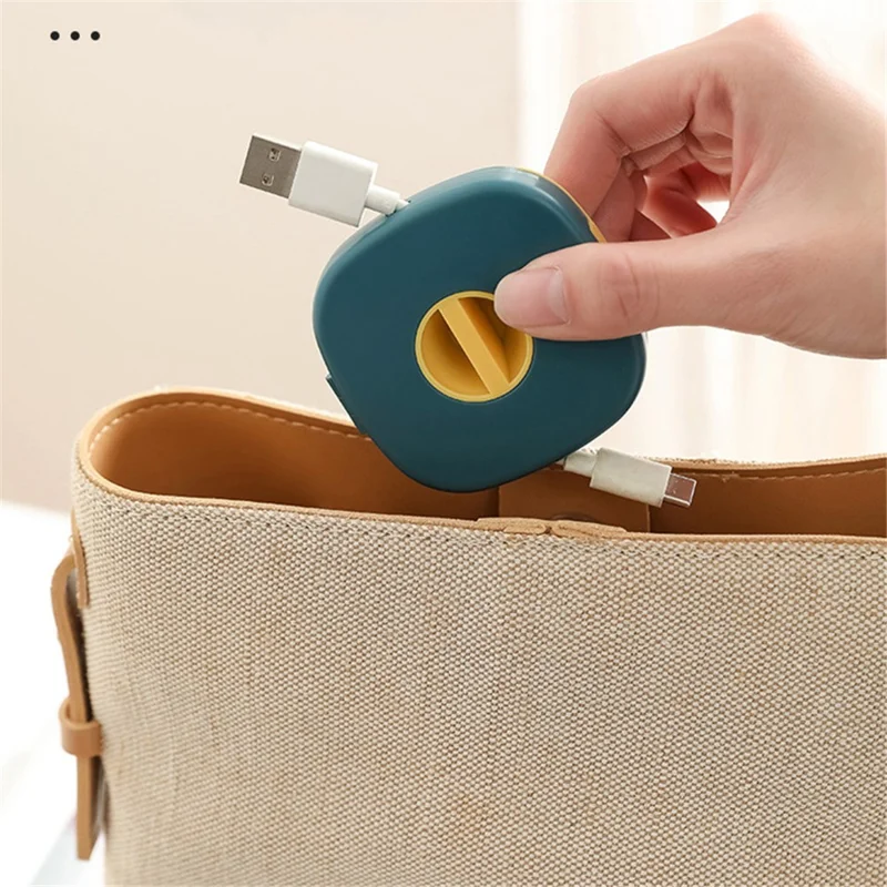 JJTZ ABS Charging Cable Case Round Wired Earphone Storage Box Mini Organizer Holder - White