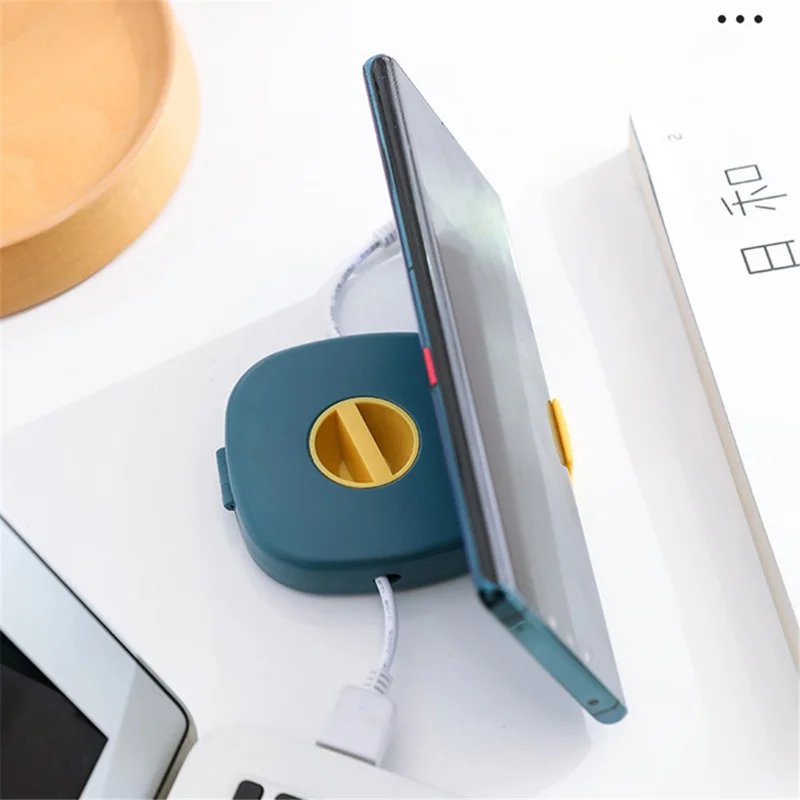 JJTZ ABS Charging Cable Case Round Wired Earphone Storage Box Mini Organizer Holder - White