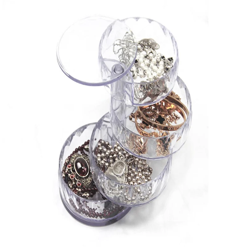 Rotatable Jewelry Organizer Box Earring Holder ABS+Acrylic Storage Tray - Transparent