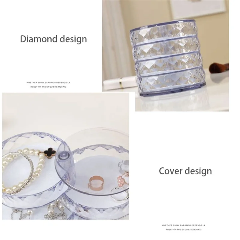 Rotatable Jewelry Organizer Box Earring Holder ABS+Acrylic Storage Tray - Transparent