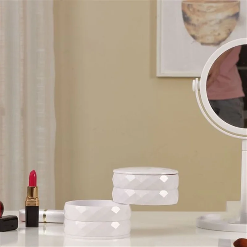 Rotatable Jewelry Organizer Box Earring Holder ABS+Acrylic Storage Tray - Transparent