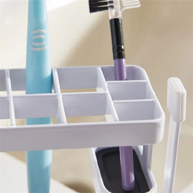 Porta-escovas de Dentes de Metal+Silicone Montado na Parede Porta-pasta de Dentes para Banheiro - Branco