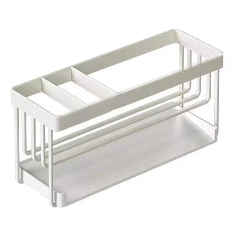 Organizador de Cozinha de Aço Carbono, Rack de Secagem, Bandeja - Branco