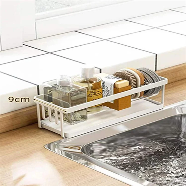 Organizador de Cozinha de Aço Carbono, Rack de Secagem, Bandeja - Branco