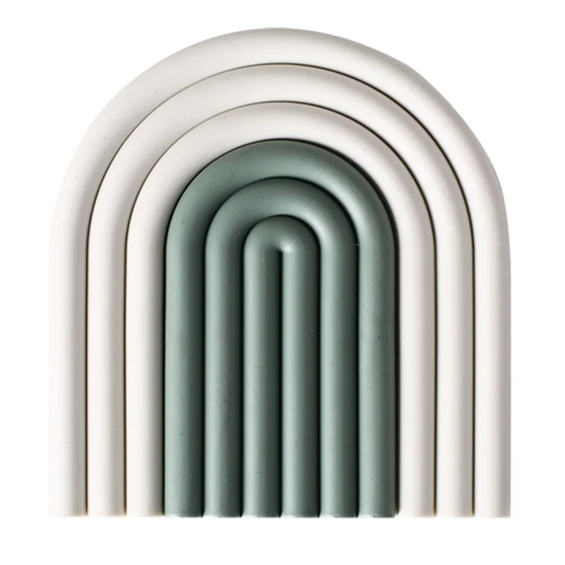 Rainbow Shape High Temperature Resistant Coaster Dining Table Mat Insulation Pad - Grey+Green