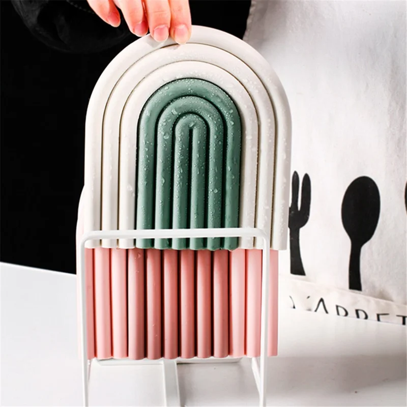 Rainbow Shape High Temperature Resistant Coaster Dining Table Mat Insulation Pad - Grey+Green