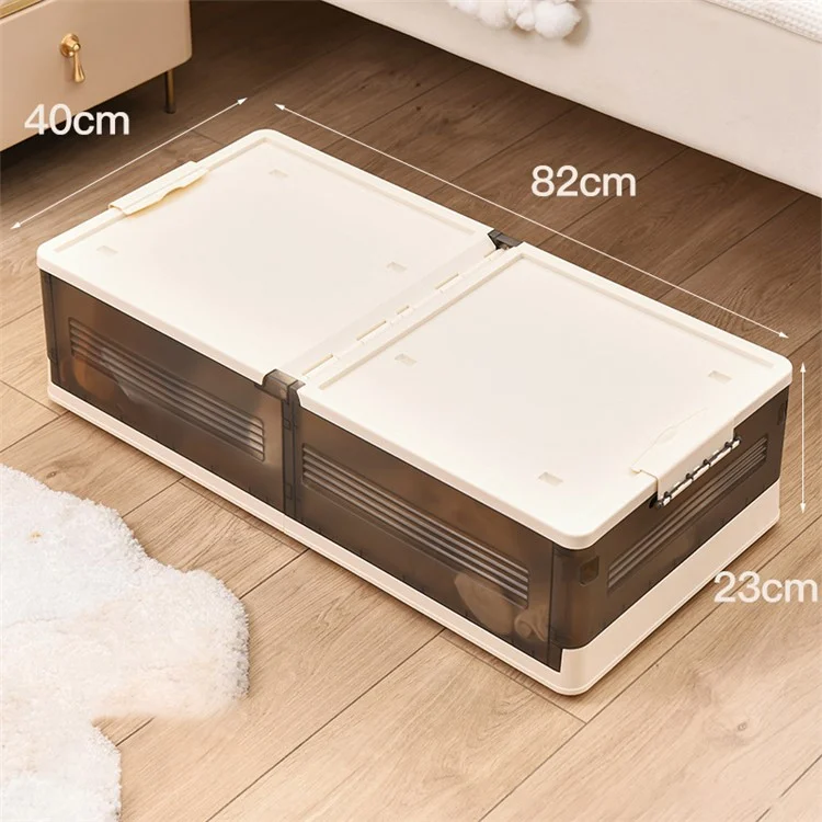 Stackable Underbed Pulley Sorting Box Storage Box with Wheels, Size S / High Type - Cream Grey