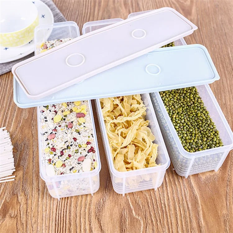 Caja de Almacenamiento de Alimentos Rectangular de Plástico, Preserva la Frescura del Refrigerador (Sin BPA, No FDA) - Azul Bebé