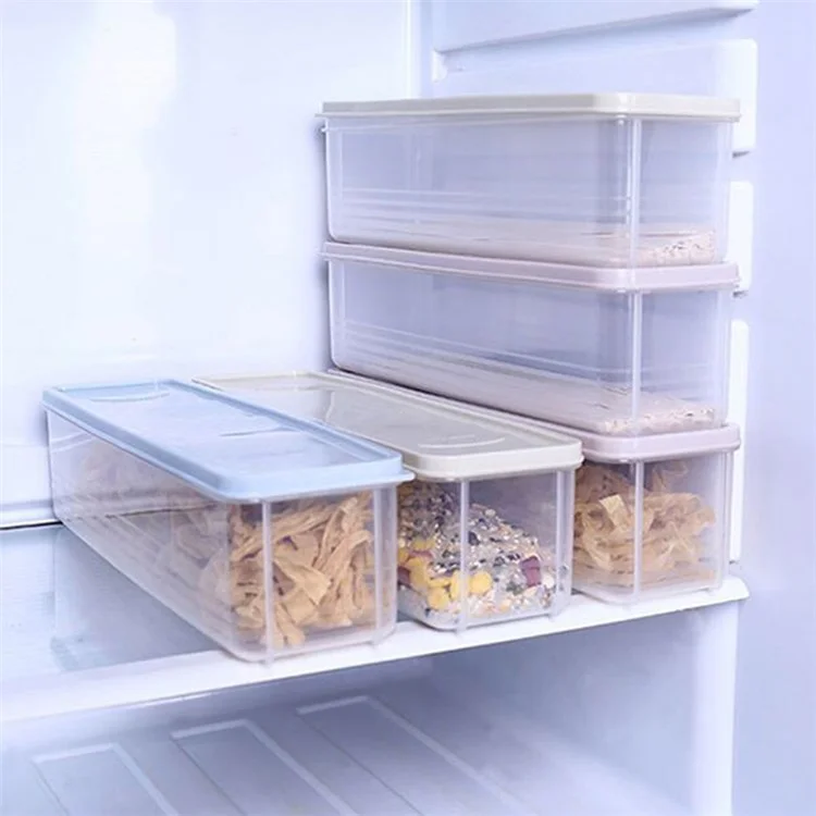 Caja de Almacenamiento de Alimentos Rectangular de Plástico, Preserva la Frescura del Refrigerador (Sin BPA, No FDA) - Azul Bebé