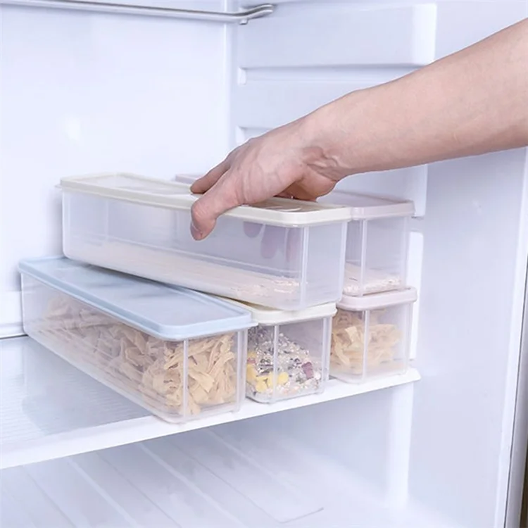 Caja de Almacenamiento de Alimentos Rectangular de Plástico, Preserva la Frescura del Refrigerador (Sin BPA, No FDA) - Azul Bebé