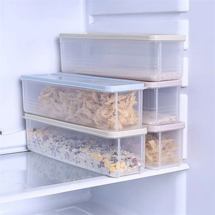Caja de Almacenamiento de Alimentos Rectangular de Plástico, Preserva la Frescura del Refrigerador (Sin BPA, No FDA) - Azul Bebé