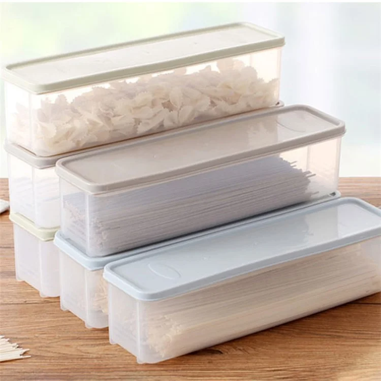 Caja de Almacenamiento de Alimentos Rectangular de Plástico, Preserva la Frescura del Refrigerador (Sin BPA, No FDA) - Azul Bebé