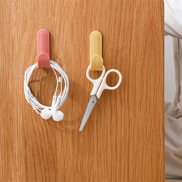 6PCS No Drilling ABS Hanger Self-Adhesive Hook for Towel Coat Umbrella Key - White