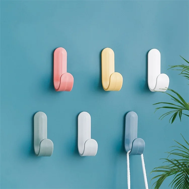 6pcs Sem Perfuração Gancho Auto-adesivo Para Cabides de Perfuração Chave do Guarda-chuva - Branco