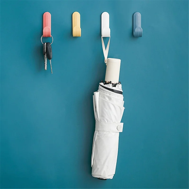 6PCS No Drilling ABS Hanger Self-Adhesive Hook for Towel Coat Umbrella Key - Red