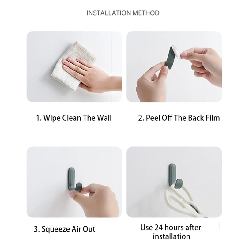 6PCS No Drilling ABS Hanger Self-Adhesive Hook for Towel Coat Umbrella Key - Red