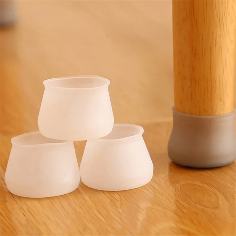 Anti-Slip Furniture Feet Covers Silicone Table Chair Leg Tips Floor Protectors Mats - White