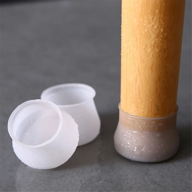 Anti-Slip Furniture Feet Covers Silicone Table Chair Leg Tips Floor Protectors Mats - White