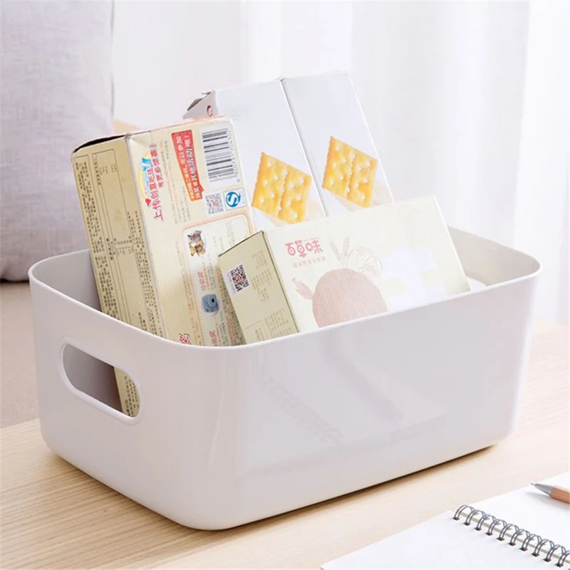 Home Storage Basket 30.5x20.2x12CM PP Organizer Box for Toys, Books - White