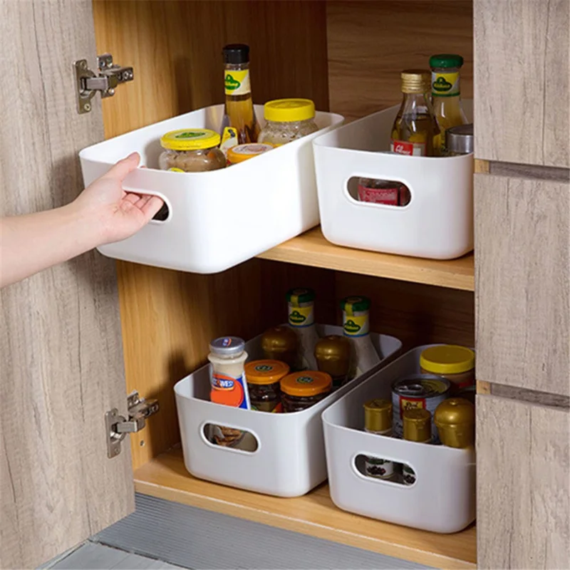 Home Storage Basket 30.5x20.2x12CM PP Organizer Box for Toys, Books - White