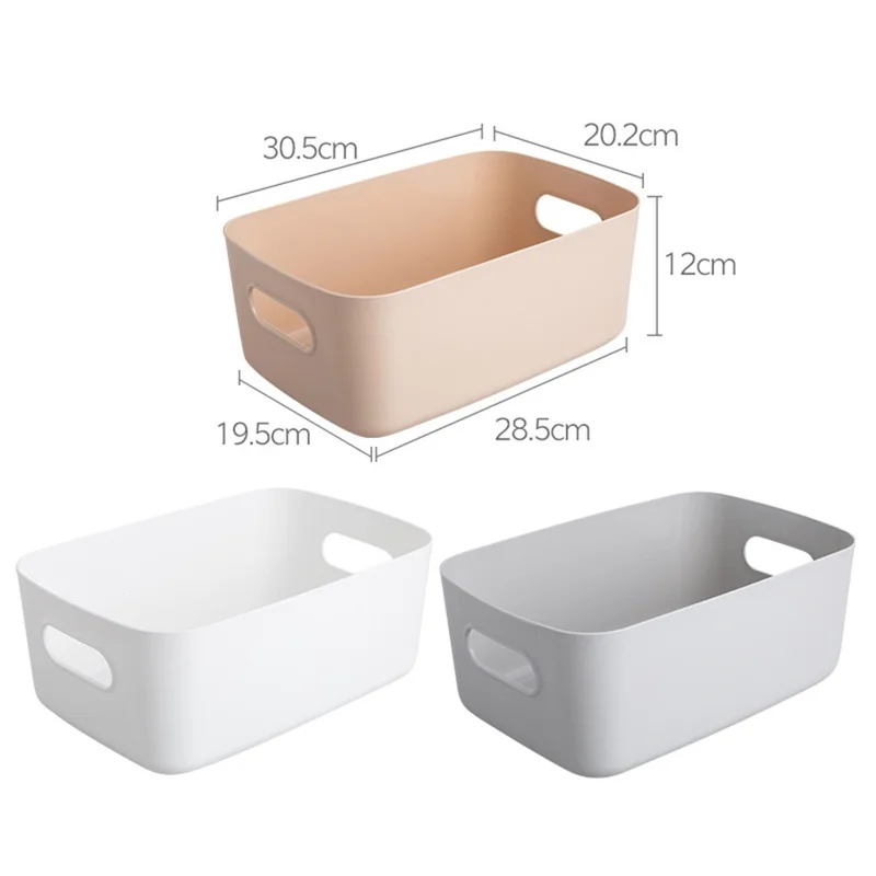 Home Storage Basket 30.5x20.2x12CM PP Organizer Box for Toys, Books - White