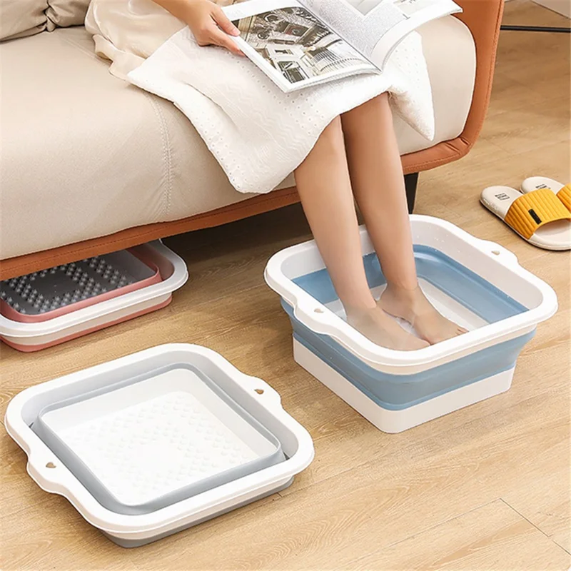 Foldable Footbath Massage Bucket Soaking Bucket Folding Foot Spa Basin - Grey