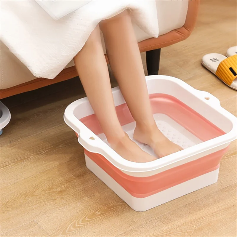 Foldable Footbath Massage Bucket Soaking Bucket Folding Foot Spa Basin - Grey