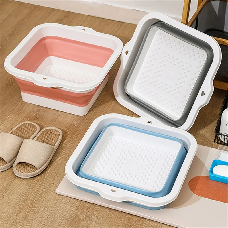 Foldable Footbath Massage Bucket Soaking Bucket Folding Foot Spa Basin - Grey