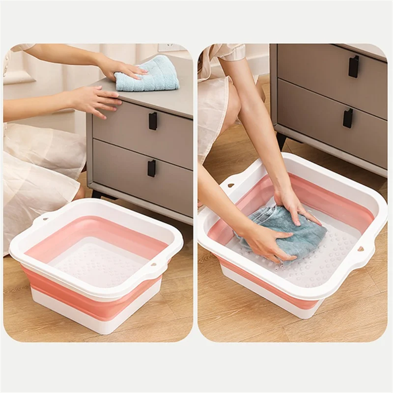 Foldable Footbath Massage Bucket Soaking Bucket Folding Foot Spa Basin - Grey