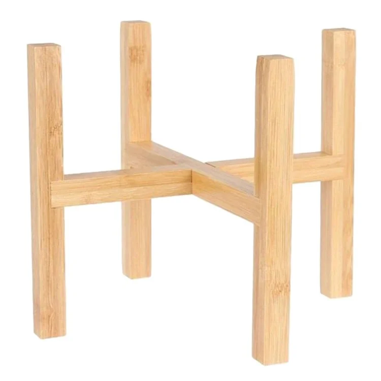 JJTZ Bamboo Planter Stand Rack Cross-shaped Storage Shelf Plant Pot Stand Flower Pot Holder, Size L