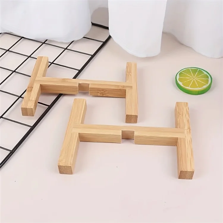 JJTZ Mini Bamboo Floor Four Legged Flower Stand Planters Flower Pots Display Potted Rack, Size S