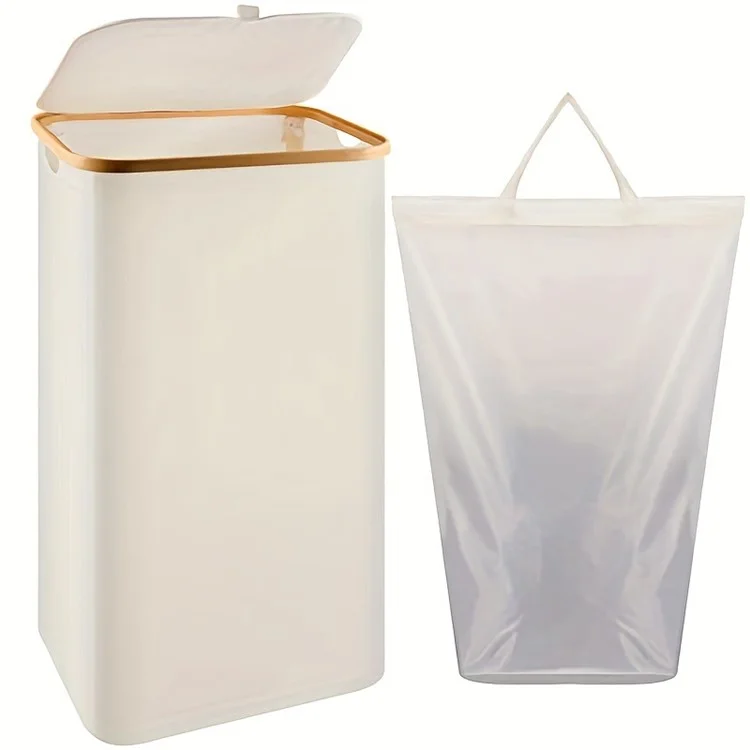 JJTZ 100L Large Foldable Laundry Basket with Lid Dirty Clothes Waterproof Oxford Hamper - Beige