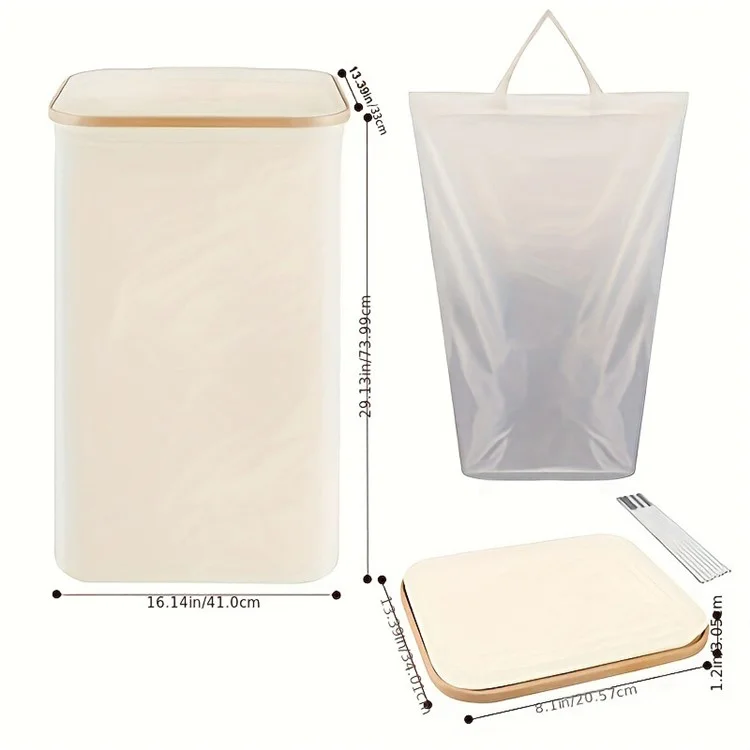 JJTZ 100L Cesta de Lavandería Plegable Grande Con Tapa de Ropa Sucia de Oxford - Beige