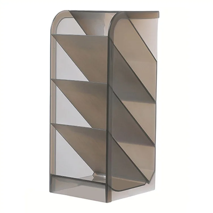 Four Grid Desktop Storage Case Tilt Insert Makeup Brush Pen Holder, Size L - Grey