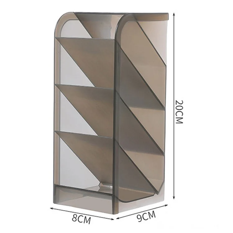 Four Grid Desktop Storage Case Tilt Insert Makeup Brush Pen Holder, Size L - Grey