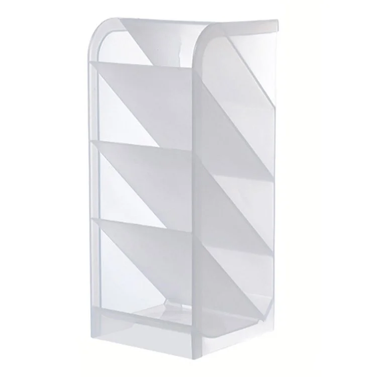 Four Grid Tilt Insert Pen Holder Makeup Brush Desktop Storage Case, Size S - White