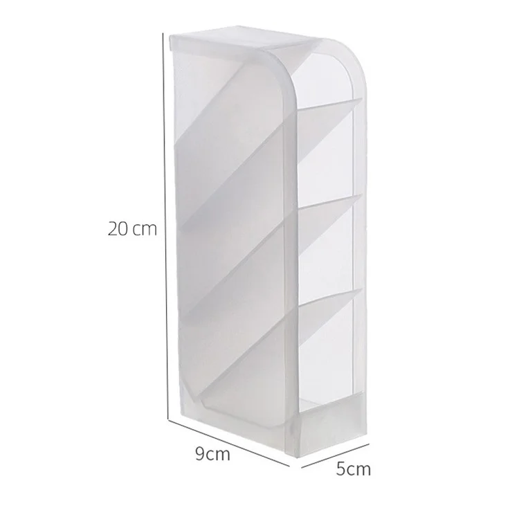 Four Grid Tilt Insert Pen Holder Makeup Brush Desktop Storage Case, Size S - White