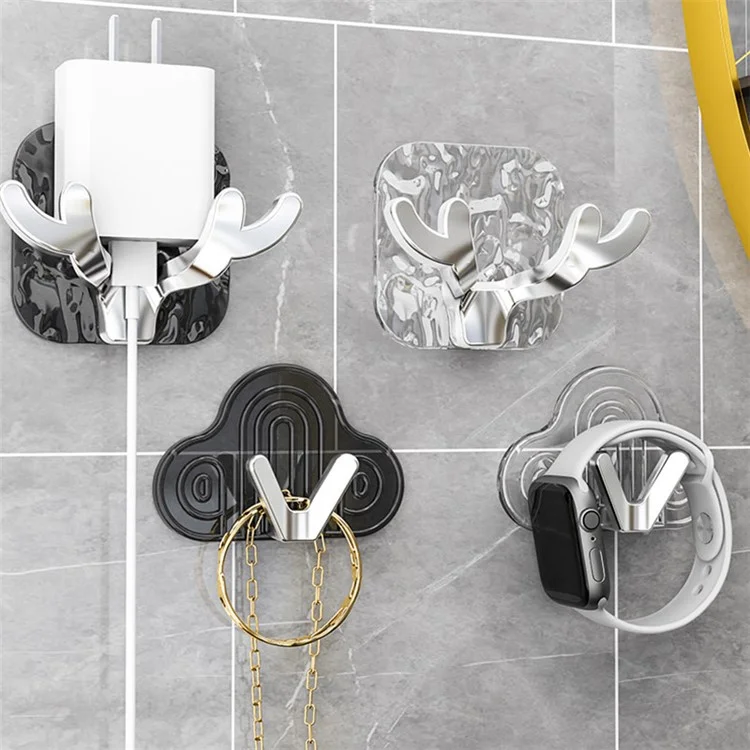 Nordic Cloud / Deer Antler Adhesive Hook Drill Free Hat Towel Hanger - Deer Antler / Transparent Grey