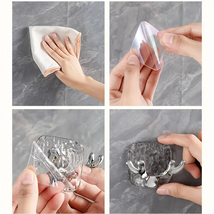Nordic Cloud / Deer Antler Adhesive Hook Drill Free Hat Towel Hanger - Deer Antler / Transparent