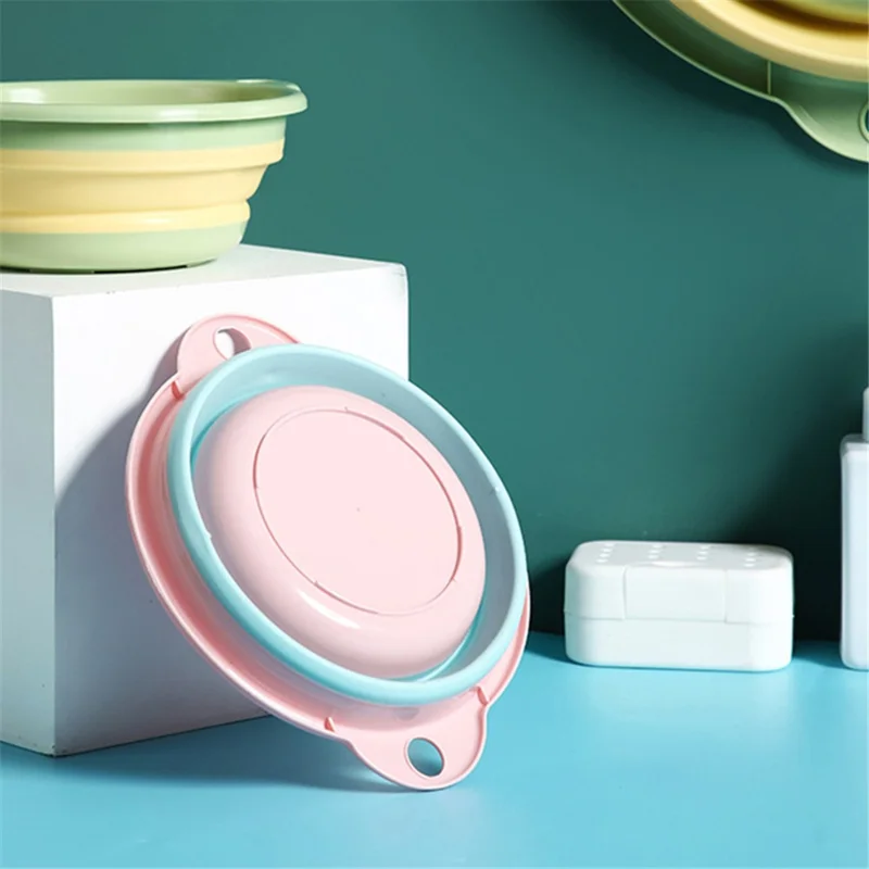 Collapsible Round Basin Space Saving Thicken PP+TPR Multipurpose Washbasin, Size L - Pink