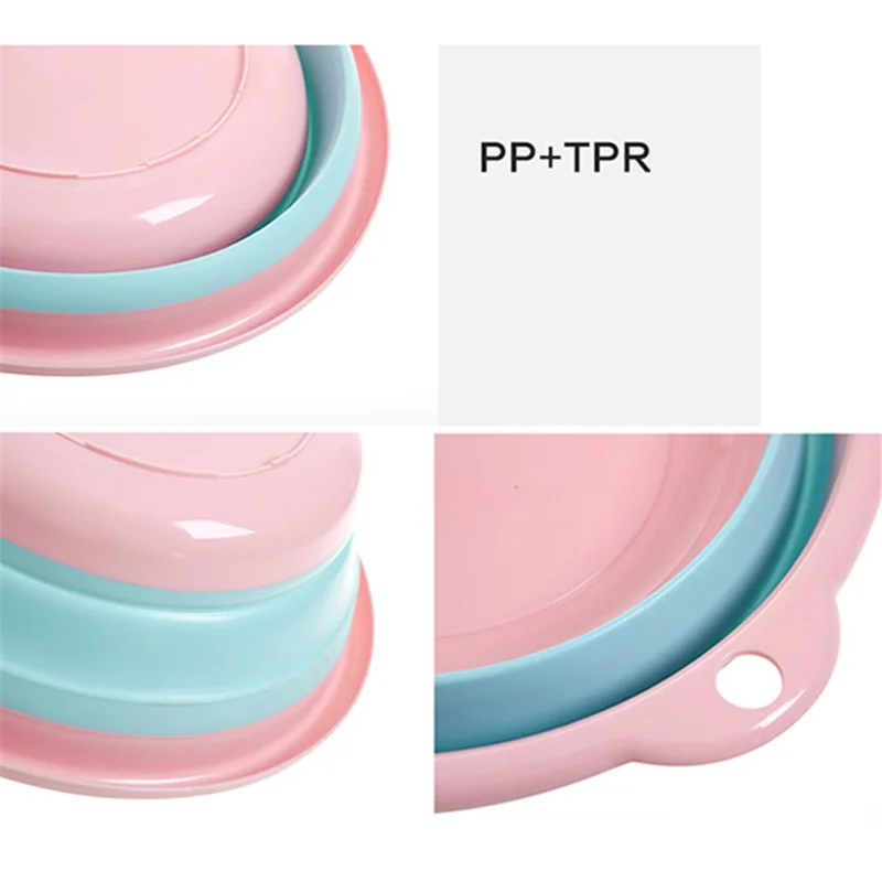 Collapsible Round Basin Space Saving Thicken PP+TPR Multipurpose Washbasin, Size L - Pink
