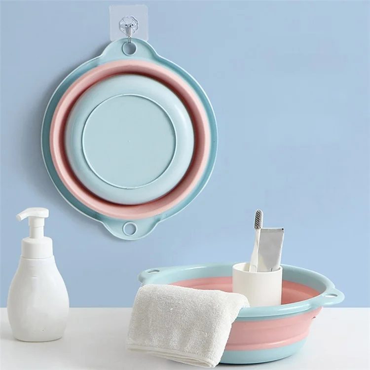 Multipurpose Washbasin Thicken PP+TPR Space Saving Collapsible Round Basin, Size XL - Blue